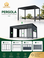 Pergola en aluminium à lames orientables pour patio et jardin, toit rétractable motorisé imperméable, gazebo de jardin avec écran zippé