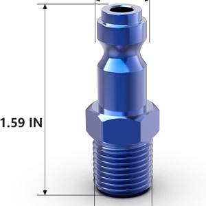 Conector Neumático Macho Tipo T Americano de Aluminio Azul Anodizado de 1/4 NPT con Rosca Externa, Accesorios para Herramientas Neumáticas - Product Image 1