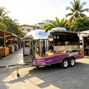 Chariot de restauration mobile électrique en acier inoxydable pour snacks et hamburgers, idéal pour la vente en UE – Camion de cuisine de rue - Product Image 1