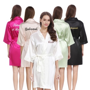 Kimono de seda satinada para novia y dama de honor, túnicas de boda - Product Image 1