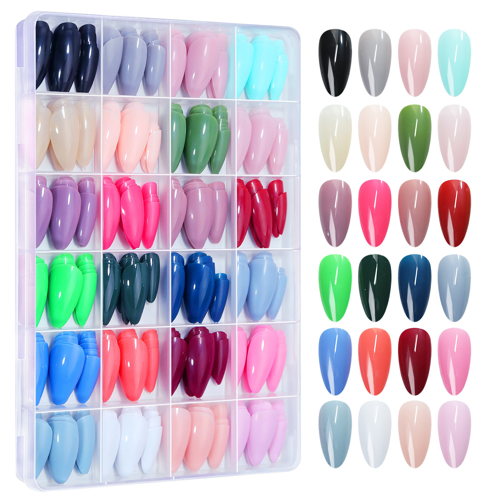 24 uñas de colores mezclados en rejilla 05