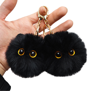 Promotion Custom Wholesale Goode Soft Cute Cat Plush Cotton Pom Keychain Cartoon Unisex Christmas Pendant Accessory 5-10cm