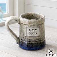 Mug à bière rustique en grès de 650 ml avec logo personnalisé, tasse à café en céramique artisanale avec glaçure réactive pour cadeaux promotionnels
