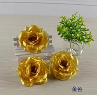 Günstige Großhandelspreise für 10cm oder 8cm Künstliche Seidenblumen Goldene Rosenköpfe für Hochzeit und Heim-DIY-Dekoration