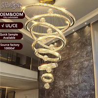 Lustre en spirale dorée de luxe avec cristaux, pendentif sphérique lumineux à plusieurs niveaux pour salon, salle à manger, grand hall, hôtel, luminaire de plafond
