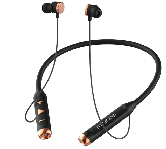 Microlab Neckband 11 for V5.3 Wireless Headset with AAC SBC Decoding Built-in Mic Type-C Fast Charging for Sports & Travel