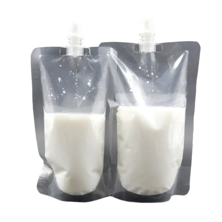 Temizle Stand up sıvı su suyu içecek torbalar sıkmak emzik kese çanta şeffaf plastik 250 Ml 500ml içecek emzik üst