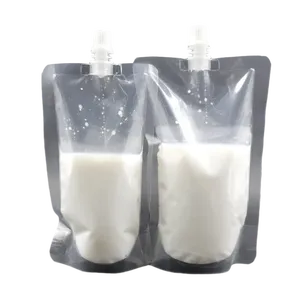 Clair Stand up Liquide Eau Jus Boisson Pochettes Squeeze Bec Poche Sac <span class=keywords><strong>Transparent</strong></span> En <span class=keywords><strong>Plastique</strong></span> 250 Ml 500ml Boisson Bec Top - Product Image 1