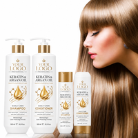 Perawatan Rambut Keratin Brasil Kelas Salon dengan Minyak Argan Kolagen, Sampo dan Kondisioner Pelurus Rambut Keratin