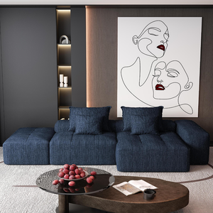 Drop Shipping Low Price Square 3 Seater Chenille Fabric Sponge Filled <b>Sofa</b> <b>Bed</b> Set for Home Living Room Apartment Villa & Hotel - Product Image 4