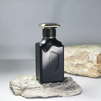 Emballage personnalisé d'usine directe, flacon de parfum carré noir unique de 100 ml avec boîte, étiquette métallique personnalisée OEM ODM