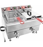 Friteuse à gaz commerciale 18L avec filtre à huile, haute puissance, de comptoir, pour poulet, protection contre la surchauffe, pour restaurant de restauration rapide
