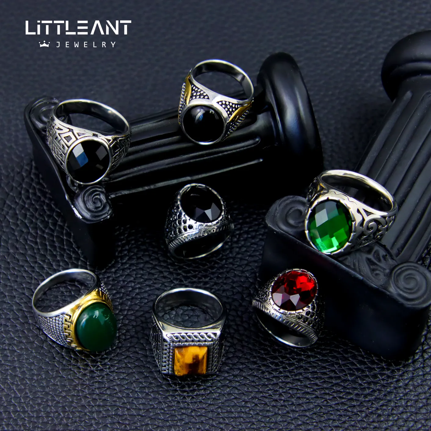 Little Ant Hot 316 Stainless Steel Hiphop Punk Style Men Silver Color Rings Personalized Tarnish Free Jewelry