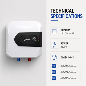 Calentador de Agua Eléctrico Instantáneo Compacto TADT Napas 220V de 20L con Ahorro de Energía y Control Inteligente de Temperatura para Baño - Product Image 6