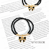 Bracelet à double anneau en cristal noir facetté ultra-brillant, design papillon tendance, idée cadeau pour femme par BUSTYLE