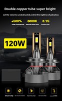 Faros LED de 120W con Disipación de Calor de Doble Tubo de Cobre, Súper Brillantes, Enfoque H7, Lámpara LED Modificada para Automóvil con Decodificador