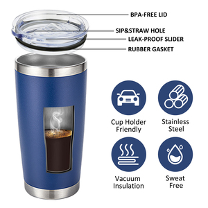 Tasses à gobelet enduit de poudre de 20 <span class=keywords><strong>oz</strong></span> <span class=keywords><strong>café</strong></span> bouteille <span class=keywords><strong>d</strong></span>'eau isolée à double paroi personnalisée en acier inoxydable gobelet vierge en vrac - Product Image 3