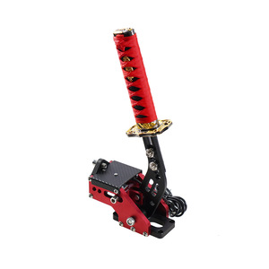 Volant de course USB filaire pour simulateur de jeu de drift, poignée carrée linéaire Katana pour PC, noir et rouge, en acier - Product Image 4
