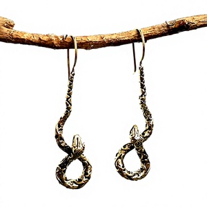 Boucles d'oreilles pendantes en laiton couleur argent et or faites à la main bijoux artisanaux à la mode - Product Image 1