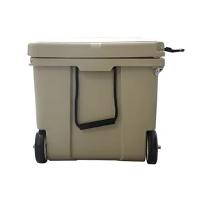 KEYI 125L 도매 Rotomolded 바퀴 달린 트롤리 절연 식품 배달 가방 쿨러 맞춤형 로고 야외 맞춤형 색상