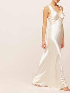 Nuovo Design personalizzato Casual estate scollo a V senza maniche in pizzo intagliato retro solido satinato Maxi abito lungo da donna - Product Image 5