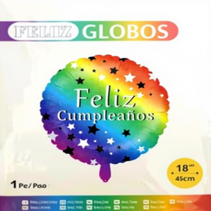 Palloncino in Foil Colorato 'Feliz Cumpleaños' da 18 Pollici, Modello Peiyong 61705 per Festa della Mamma, Laurea, Capodanno Cinese - Product Image 1