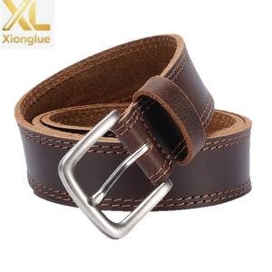 Ceinture Western en Cuir Pleine Fleur Doublement Cousue Marron Antique pour Hommes avec Boucle Ardillon Argent Brossé – Fabricant de Ceintures - Product Image 5