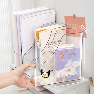 Transparent <b>Desktop</b> File <b>Organizer</b> A4 Size Vertical Office Document Holder Bookshelf Student Stationery Storage Rack - Product Image 2