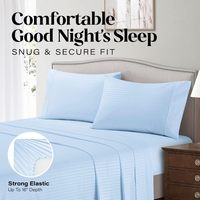 Draps De Lit En Gros Cheap Wrinkle Free Microfiber 4-Piece Striped Sheet Set Bed Sheet