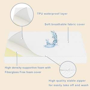 <span class=keywords><strong>Matelas</strong></span> mini de 3 pouces, 38 po de long x 26 po de large, pour grossistes, avec housse imperméable et amovible, lavable en machine, mousse à densité moyenne et soutien élevé - Product Image 4