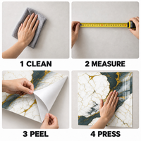 Papier peint auto-adhésif en marbre blanc, vert foncé et or avec surface PET nettoyable pour murs intérieurs décoratifs