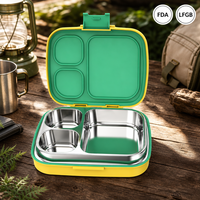 Boîte à lunch scolaire pour enfants en acier inoxydable personnalisable, capacité de 800 ml, anti-fuite, micro-ondable, chauffable