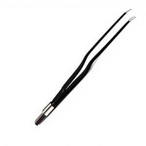 Pinces bipolaires courbées isolées antiadhésives 22 cm avec butée réutilisables pour usage hospitalier Neurochirurgie Orthopédie KAHLU - Product Image 1