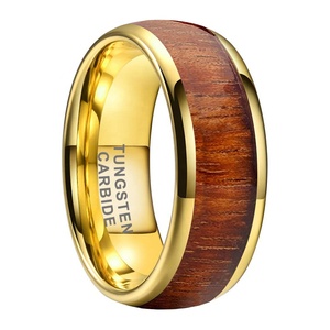 Coolstyle Jewelry anello in carburo di tungsteno dorato da 8mm per uomo donna fede nuziale di fidanzamento di moda Koa intarsio in legno Comfort <span class=keywords><strong>Fit</strong></span> - Product Image 1