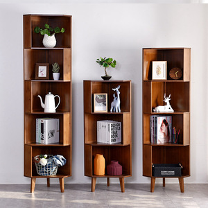 Étagère d'angle moderne en bois pour salon, chambre, bureau à domicile, avec pieds et plusieurs compartiments - Product Image 1