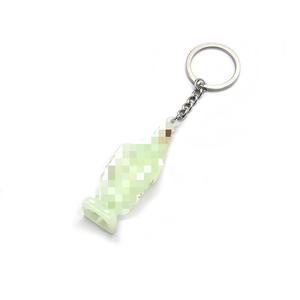 Fluorescent Green And White <b>Plastic</b> Keychain Irregular Shape Light Weight Gift For Travel Jewelry Ornament - Product Image 2
