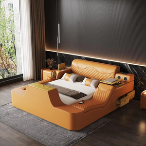 Multi-Purpose Bedroom Smart <strong>TV</strong> <strong>Bed</strong> With Small Refrigerator Cupholder Massage Chair Drawers - Product Image 1
