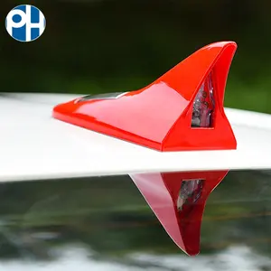 Universal Mobil Tenaga Surya LED Berkedip Shark Fin Peringatan Lampu Belakang Antena Lampu LED