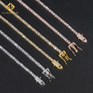 USA Cổ Hot Bán Iced OUT 2Mm Dây Chuyền Quần Vợt 925 Sterling Bạc Vvs Đồ Trang Sức Mỹ Moissanite Quần Vợt Chuỗi Người Đàn Ông Phụ Nữ - Product Image 2