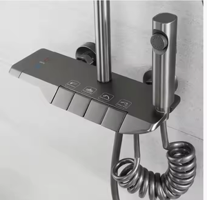 Súng Màu Xám Đồng Đàn Piano 4-Chức Năng Phòng Tắm Hệ Thống Vòi Hoa Sen Vòi Tĩnh Nhiệt Mềm Lượng Mưa Đầu Vòi Hoa Sen Nóng Lạnh CE/Rohs - Product Image 3