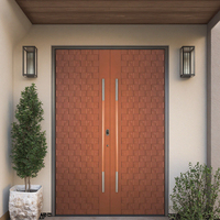 Porte d'entrée double de luxe en aluminium moulé avec relief circulaire Mandala, finition bronze, pour villa, sécurité extérieure, sur mesure OEM