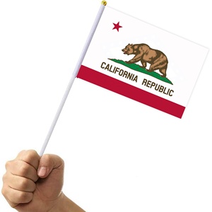 Bandera de California con Logotipo Personalizado, Bandera de California, el Estado Dorado, para Agitar con la Mano, 14x21cm, Bandera con Palo para Eventos Deportivos y de Fútbol - Product Image 3