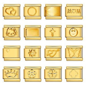 Abalorio modular italiano para pulsera, chapado en oro, acero inoxidable, rectangular, accesorios de joyería DIY para la fabricación de pulseras - Product Image 1