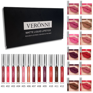 VERONNI 12 pcs/set Kit rouge à lèvres longue durée Waterproof Liquid Matte Lipgloss Set avec crème minérale pour les lèvres - Product Image 4