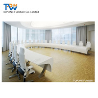 Grande table de conférence de bureau de luxe avec microphone et écran
