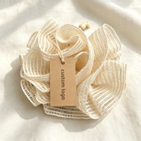 Éponge de Douche Écologique Naturelle Exfoliante Douce en Coton Biologique, Fleur de Bain en Maille, Pouf Loofah