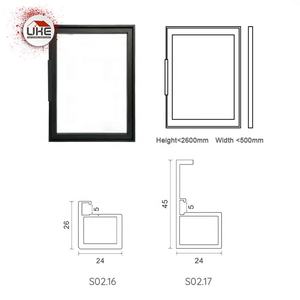 กรอบประตูตู้อลูมิเนียมสีดำทรงสี่เหลี่ยมแบบรีดขึ้นรูปพร้อมมือจับในตัวจาก Foshan Glass Front - Product Image 2