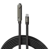 Cable de Datos TUTI 240W 1.5M con Trenzado de Nailon 2 en 1, Cable Tipo-C con Soporte para Teléfono, Cable de Carga con Rotación de 360 Grados para Teléfono