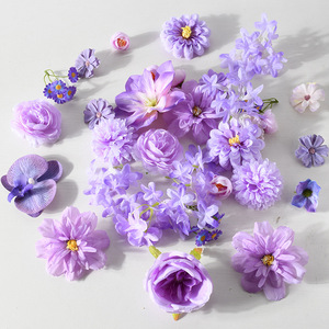 Cabezas de Flores de Seda Estilo Monet Moradas al por Mayor, Material para Manualidades, para Decoración de Bodas, Joyería para el Cabello, Corsage, Guirnalda, San Valentín - Product Image 2