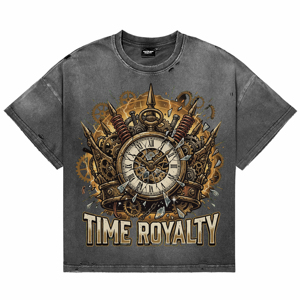เสื้อยืดผู้ชายคุณภาพเยี่ยม ทรงโอเวอร์ไซส์ สไตล์วินเทจ ลวดลายมงกุฎ พิมพ์ลาย DTG ระบายอากาศได้ดี ซักย้อมแบบแอซิดวอช ขายส่ง - Product Image 1